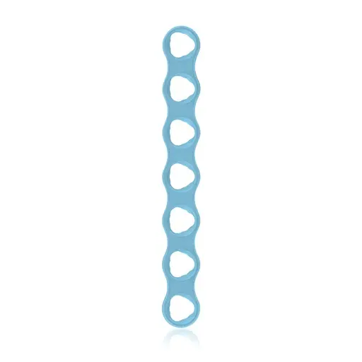 Placa ósea micro EickLoxx, recta 7 orificios, sistema 1.0, azul claro, dimensiones (en mm): L 27.5 x W 3.5 x H 1.0