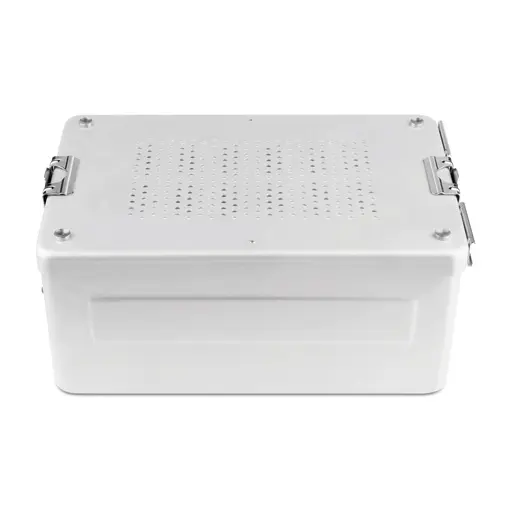 Contenedor, tapa perforada, plateado, L 312 x W 183 x H 122 mm