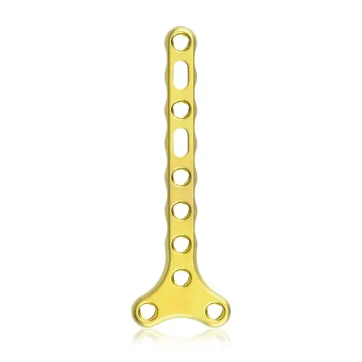 [VTR.200.197912] Placa ósea EickLoxx Small Contour, placa en T, 10 orificios, sistema 1.7 / 2.3 mm, dorada, dimensiones (en mm): L 54 x W 18 x H 2.2