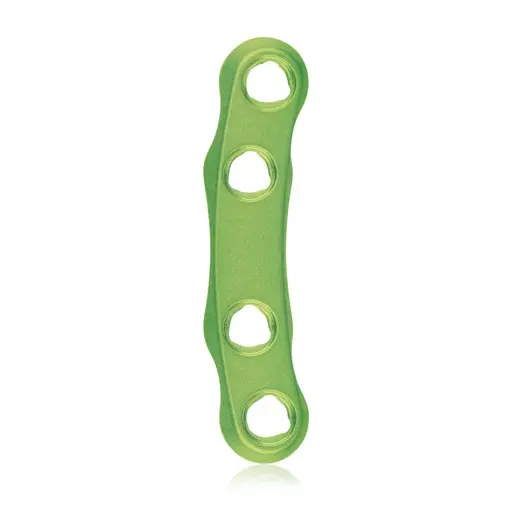Placa ósea EickLoxx Small Contour, placa C, 4 orificios, sistema 1.7/2.3 mm, verde, dimensiones (en mm): L 28 x W 6 x H 2.2