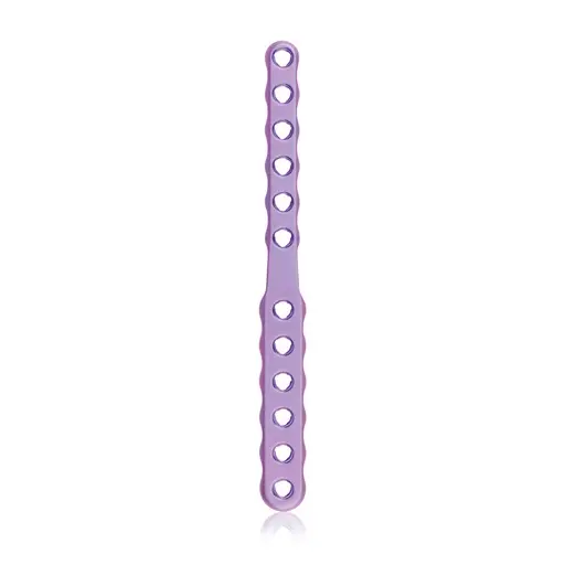 Placa ósea EickLoxx Small Contour, tipo Cricket, 6+6 orificios, sistema 1.7 / 2.3 mm, magenta, dimensiones (en mm): L 80 x W 6-8 x H 2.2