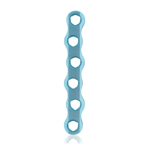 [VTR.200.187740] Placa ósea grande EickLoxx, 6 orificios, titanio, azul claro, dimensiones (en mm): L 60 x W 10 x H 4.0