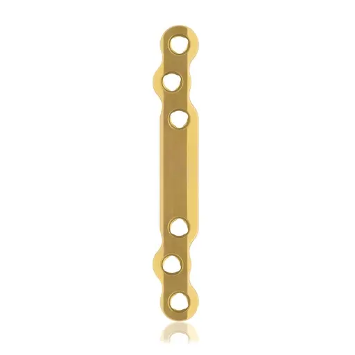 [VTR.200.187751] Placa ósea grande EickLoxx, 6 orificios, titanio, oro, dimensiones (en mm): L 80 x W 11 x H 4.3