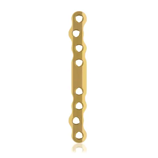 [VTR.200.187752] Placa ósea grande EickLoxx, 8 orificios, titanio, oro, dimensiones (en mm): L 90 x W 11 x H 4.3
