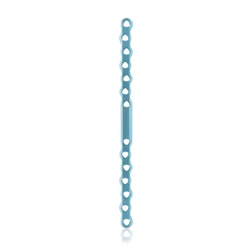 Placa ósea grande EickLoxx, 14 orificios, titanio, azul claro, dimensiones (en mm): L 160 x W 10 x H 4.0