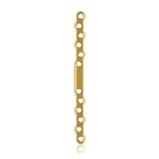 [VTR.200.187756] Placa ósea grande EickLoxx, 12 orificios, titanio, oro, dimensiones (en mm): L 140 x W 11 x H 4.3