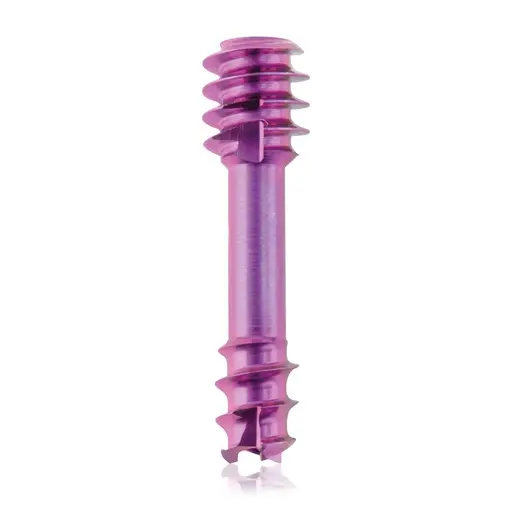 Tornillo de compresión de titanio, Ø 3.0 x L 12 mm, canulado, magenta, Torx 6, autoperforante, autorroscante