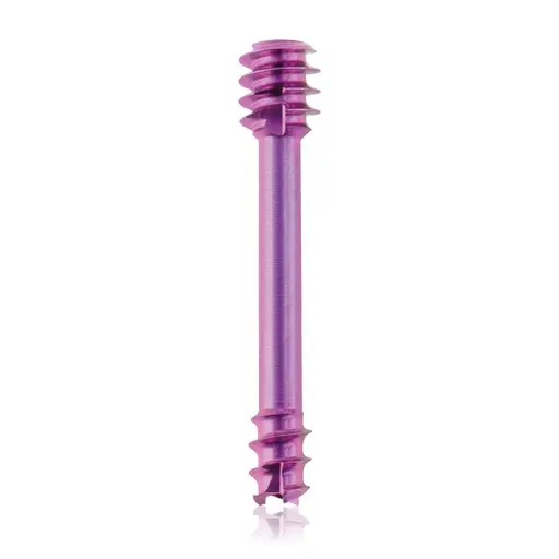 Tornillo de compresión de titanio, Ø 3.0 x L 18 mm, canulado, magenta, Torx 6, autoperforante, autorroscante