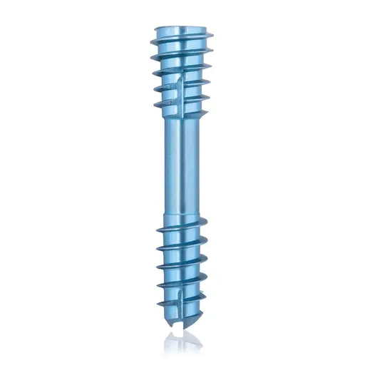 Tornillo de compresión de titanio, Ø 5.5 x L 26 mm, canulado, azul claro, Torx 15, autoperforante, autorroscante
