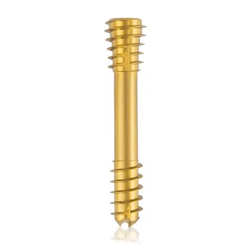 Tornillo de compresión de titanio, Ø 6.5 x L 32 mm, canulado, dorado, Torx 15, autoperforante, autorroscante