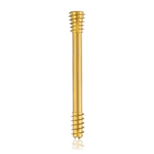 Tornillo de compresión de titanio, Ø 6.5 x L 34 mm, canulado, dorado, Torx 15, autoperforante, autorroscante