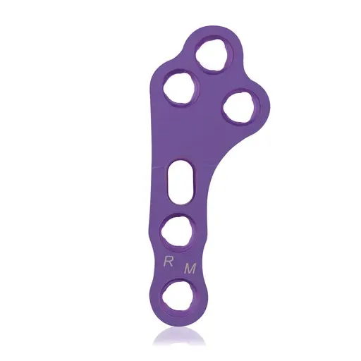 Placa de bloqueo TPLO, 3/3 orificios, M, derecha, Sistema 2.7/3.5, titanio, magenta, L 46 mm