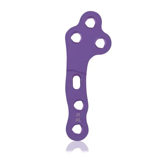Placa de bloqueo TPLO, 3/3 orificios, XL, derecha, Sistema 2.7/3.5, titanio, magenta, L 64 mm