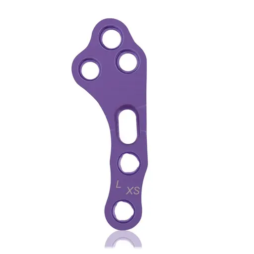 [VTR.200.187770] Placa de bloqueo TPLO, 3/3 orificios, XS,  izquierda, Sistema 1.7/2.3, titanio, magenta, L 30 mm
