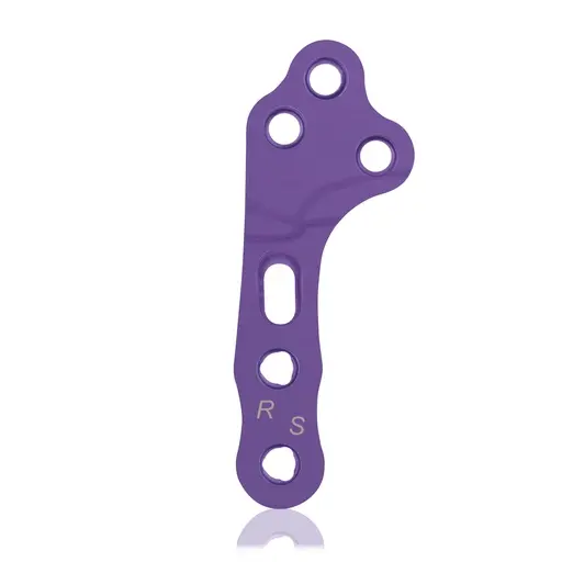 Placa de bloqueo TPLO, 3/3 orificios, S,  derecha, Sistema 1.7/2.3, titanio, magenta, L 39 mm