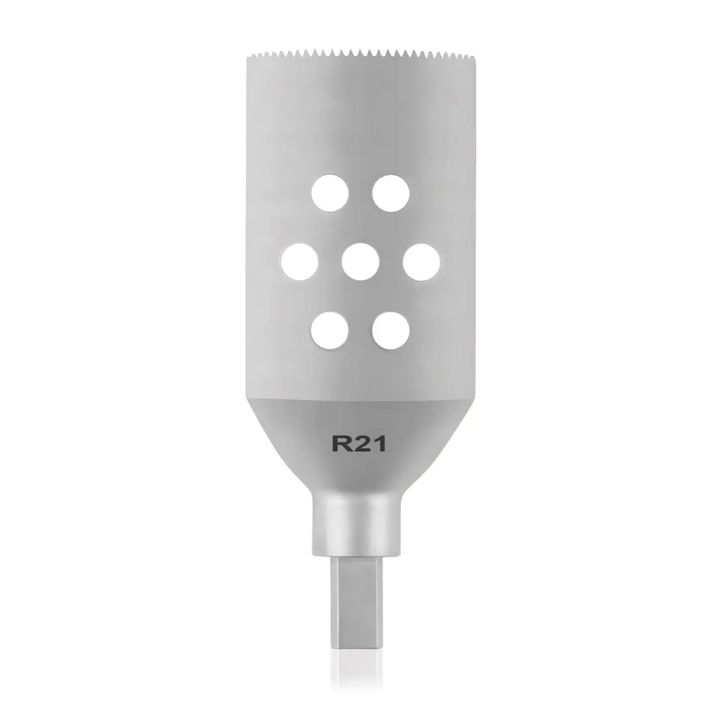 Hoja de sierra TPLO canulada, eje triangular, R 21 x L 45 mm