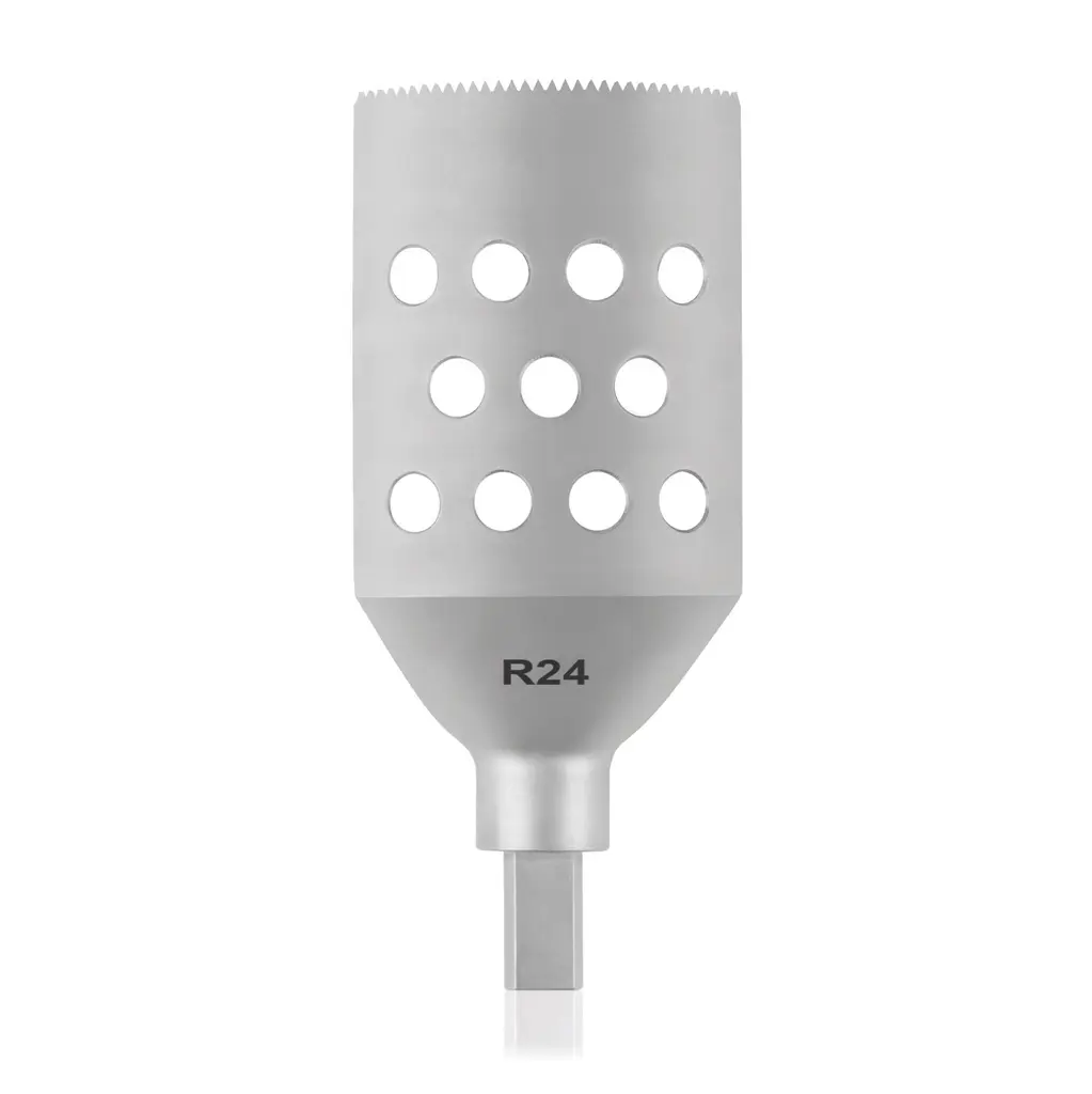 Hoja de sierra TPLO canulada, eje triangular, R 24 x L 45 mm