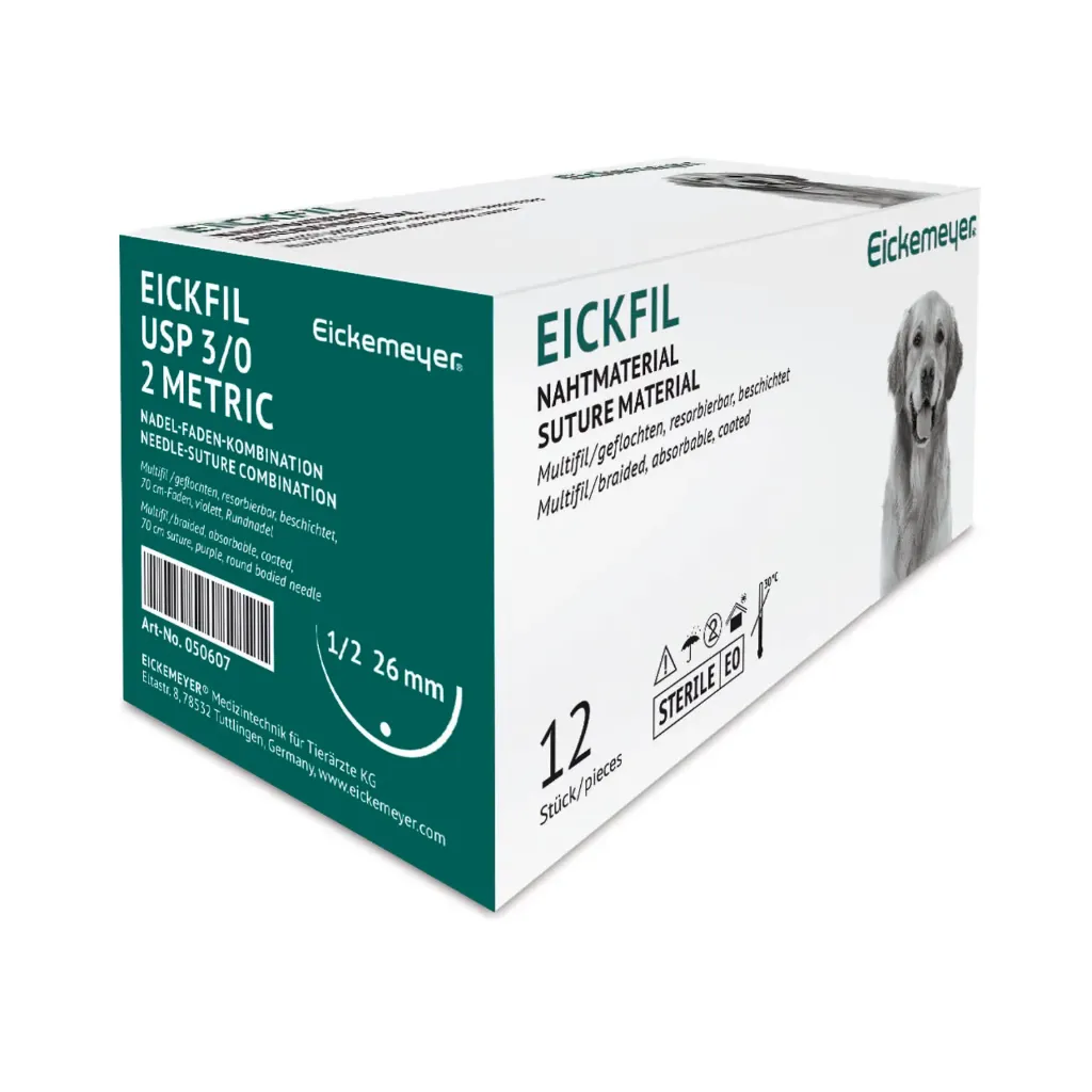 EickFil PGA, USP 3/0 (2 métricos), aguja redonda de 26 mm